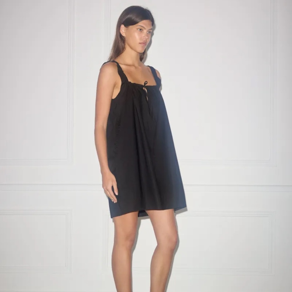 DEIJI STUDIOS The OG Bow Dress Black Organic Cotton Poplin Iconic Summer Size M